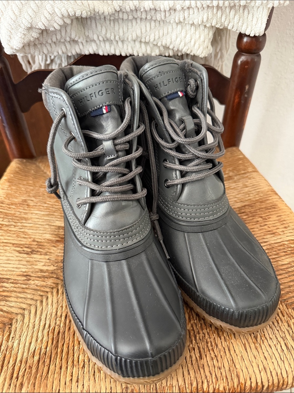 Tommy Hilfiger Charcoal Gray Waterproof Duck Boots